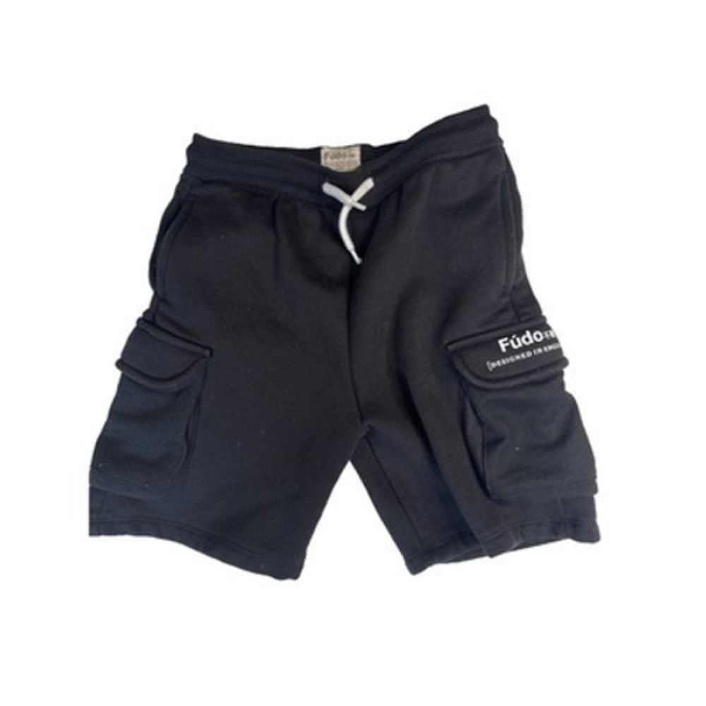 Fúdo Boys Black Cargo Shorts 8 Yrs Drawstring Pockets Flat Front